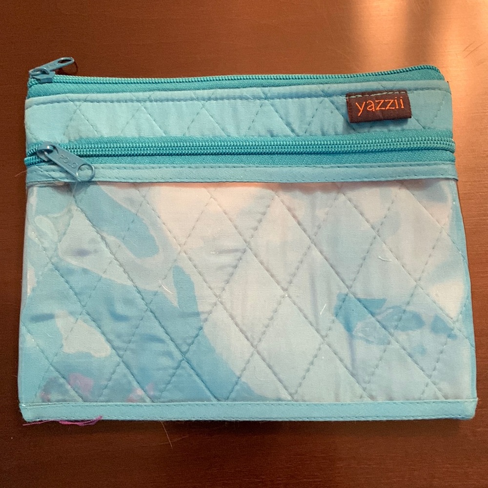 BRAND NEW YAZZII quilted light blue makeup bag. Great for travel!